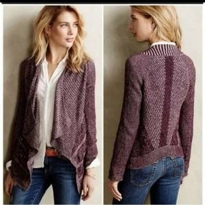 Moth Anthropologie Draped Pointelle Cardigan Knit
